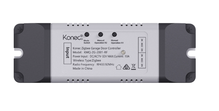 KONEC Zigbee Garage Door Controller – Dual 10A Relay, 7–32V AC/DC or USB-C 5V – KMQ-ZG-2001-RF