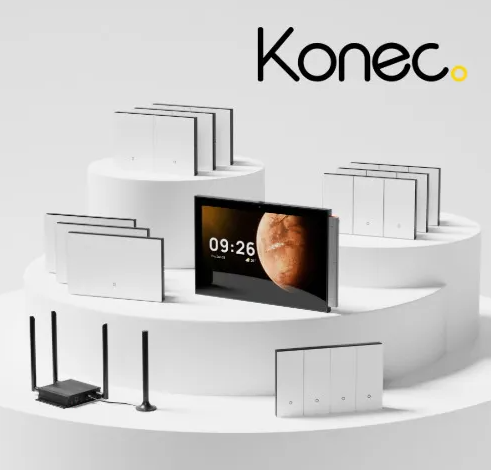 KONEC Control Hub Kit White – 10x Glass White Smart Wall Switches, Smart Gateway & Central Touch Control Panel – KONEC-CHUB-KIT-WH