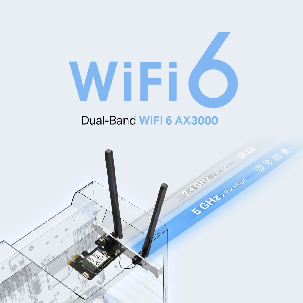 MA80XE | AX3000 Dual Band Wi-Fi 6 & Bluetooth 5.3 PCIe Adapter | MERCUSYS