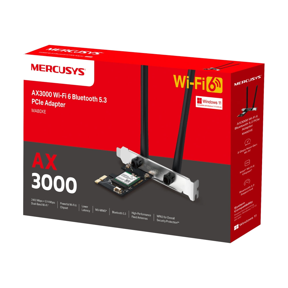 MA80XE | AX3000 Dual Band Wi-Fi 6 & Bluetooth 5.3 PCIe Adapter | MERCUSYS