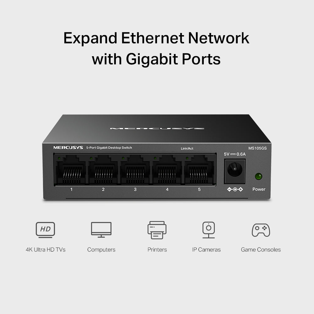 MS105GS | 5-Port Gigabit Desktop Switch | MERCUSYS