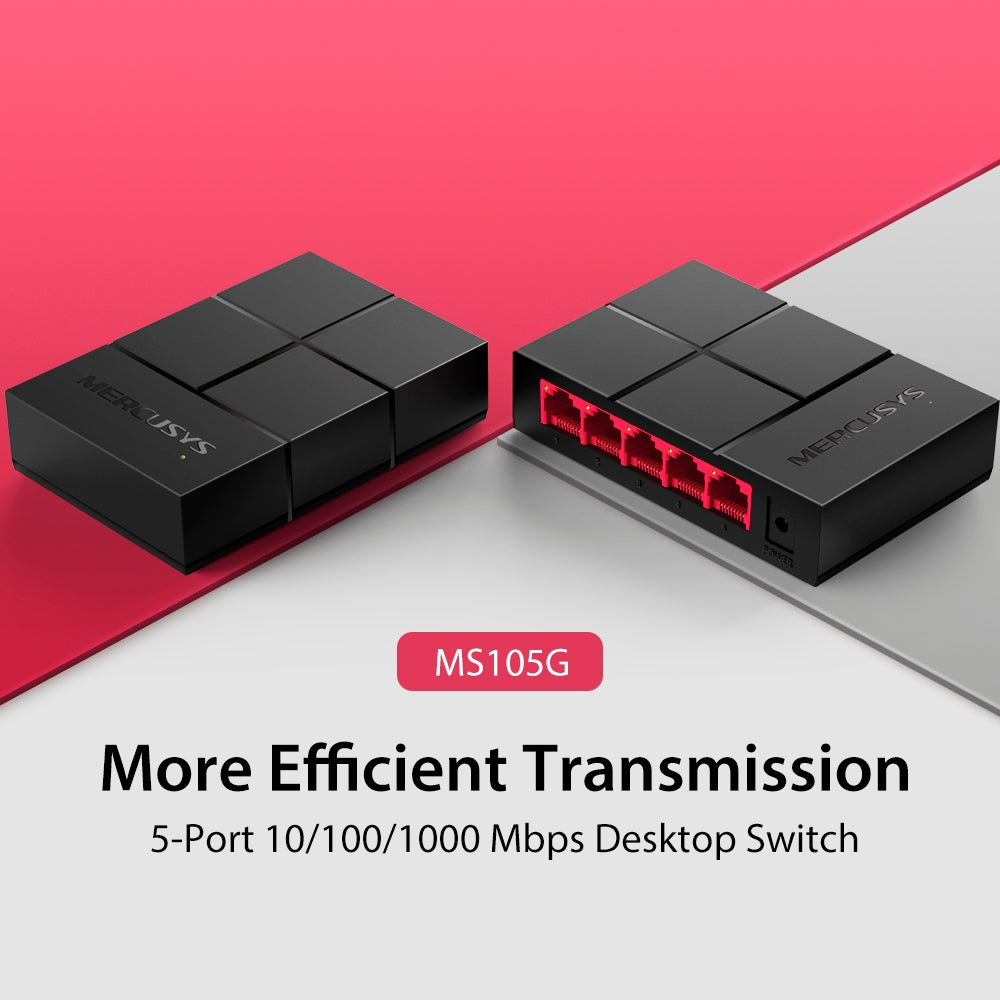 MERCUSYS MS105G | 5-Port Gigabit Desktop Switch | High-Speed, Energy-Efficient, Compact