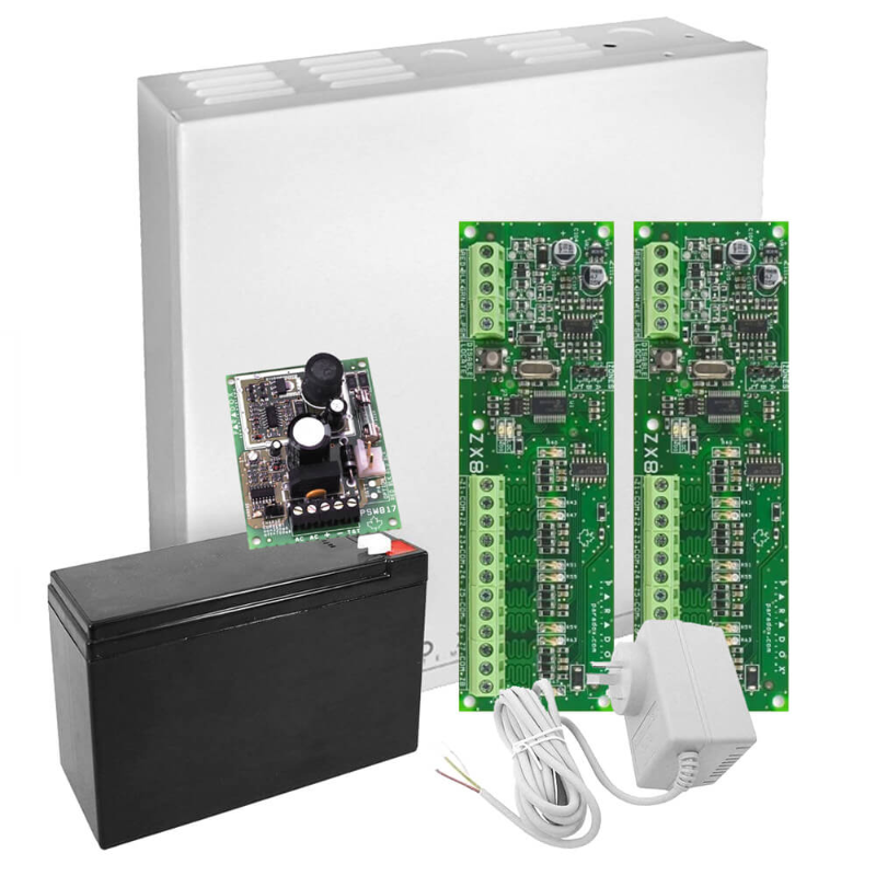Paradox 16-Zone Powered Bus Expander Kit – PDX-ZX16PWR (2 × ZX8 + KIT1 + PS817) - CCTV Importers
