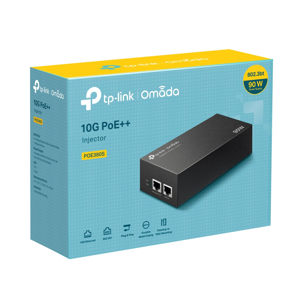 POE380S | Omada 90W PoE++ Injector | 10Gbps IEEE 802.3bt Compliant Power Injector
