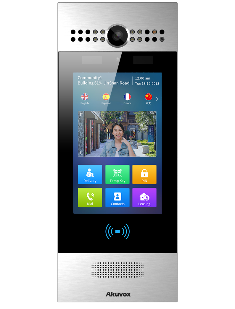 Akuvox R29C 7 英寸 Android SIP IP 视频对讲机，带 3 个继电器嵌入式安装或表面安装选项