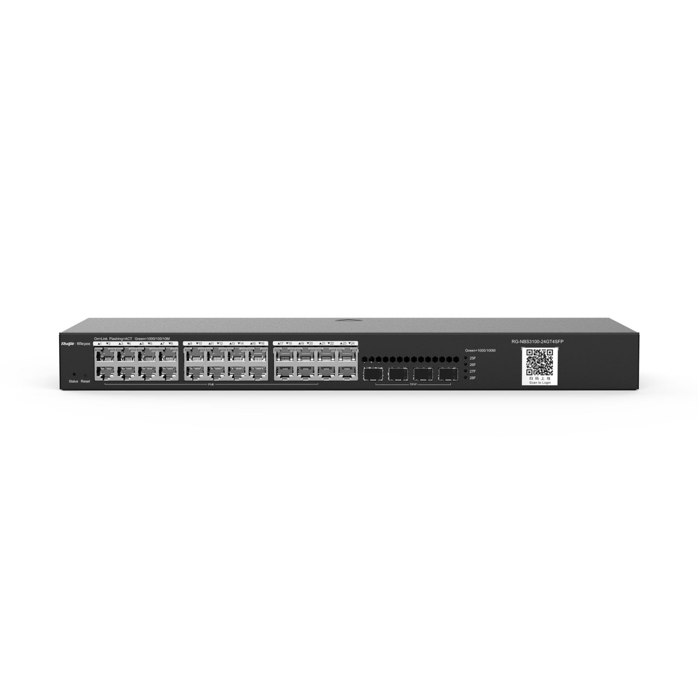 Ruijie RG-NBS3100-24GT4SFP, 28-Port Gigabit Layer 2 Cloud Managed Non-PoE Switch