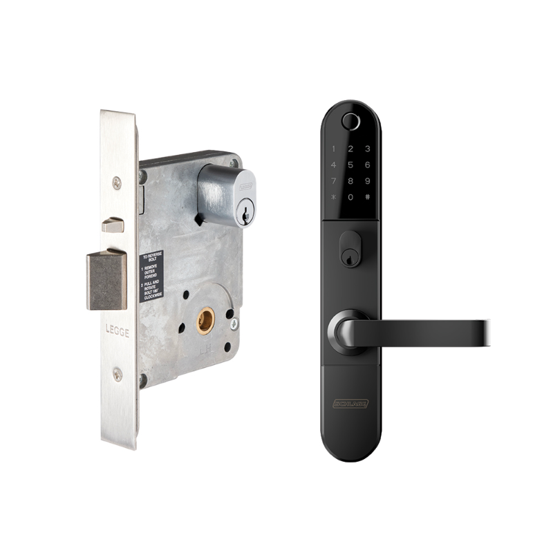 Schlage Omnia Smart Lock Bundle with 990 Mortice, Black/Silver BZ100