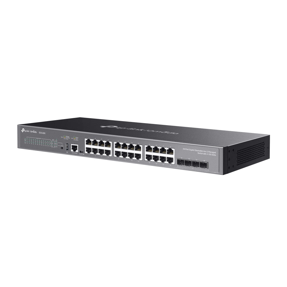 TP-Link Omada SG5428X Lite L3 Managed Switch — 24-Port Gigabit, 4× 10G SFP+ Slots, High Performance for Enterprise Networks