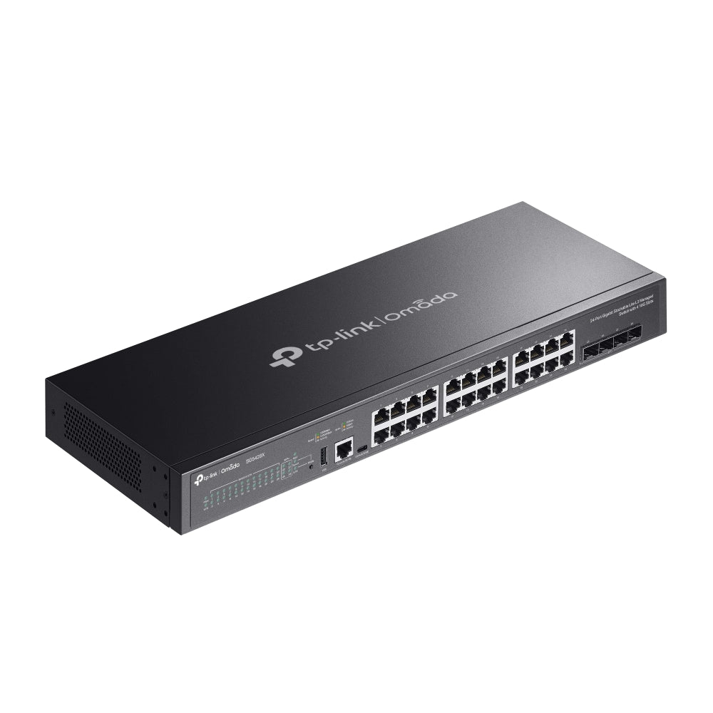 TP-Link Omada SG5428X Lite L3 Managed Switch — 24-Port Gigabit, 4× 10G SFP+ Slots, High Performance for Enterprise Networks