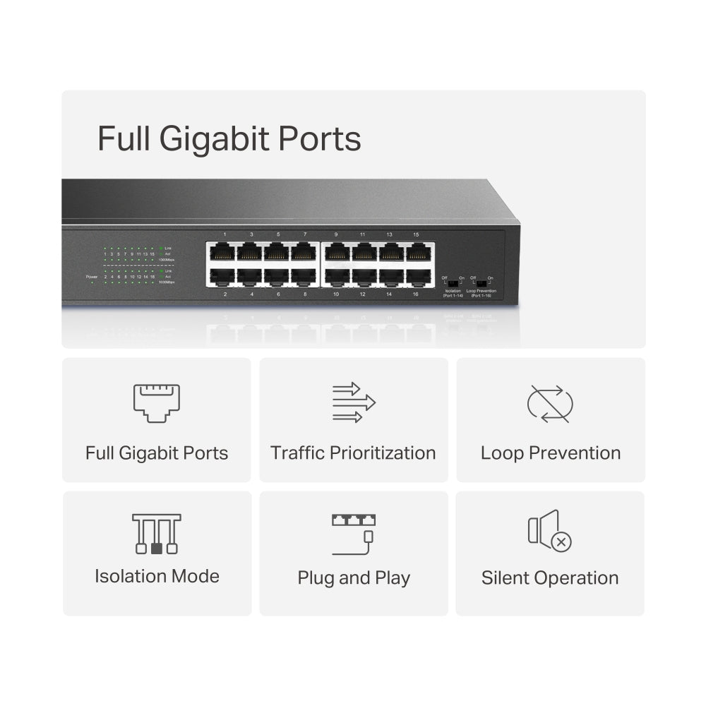 MS116GS | 16-Port Gigabit Desktop/Rackmount Switch | MERCUSYS