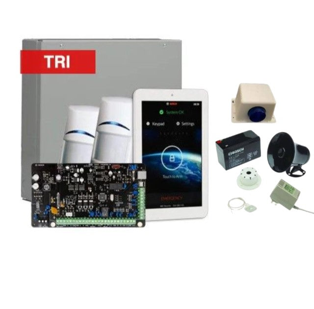 BOSCH Solution 2000 tritech Alarm kit Includes ICP-SOL2-P panel, 7" Touchscreen keypad, 2x ISC-BDL2-WP12G detectors + Siren kit
