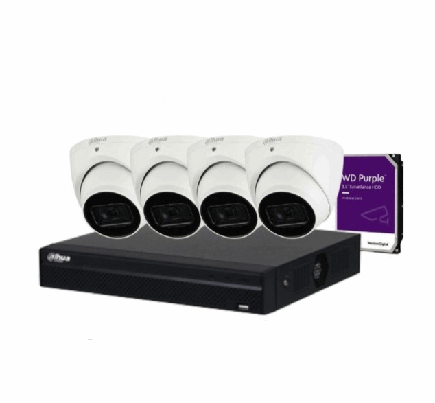 Dahua 4CH NVR  kit including 4x 6MP Dahua IPC-HDW3666EMP-S-AUS 4 Cameras Turret, WizSense +2TB HDD