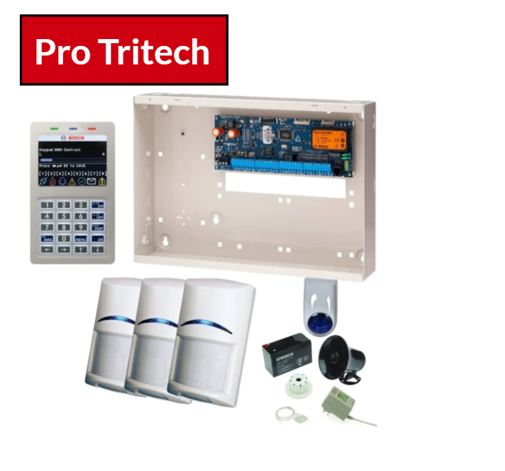 BOSCH、Solution 6000、报警套件、+ CC610PB 面板、CP737B Wifi Prox LCD 键盘、3 个 pro Tritech 探测器 + 随附配件