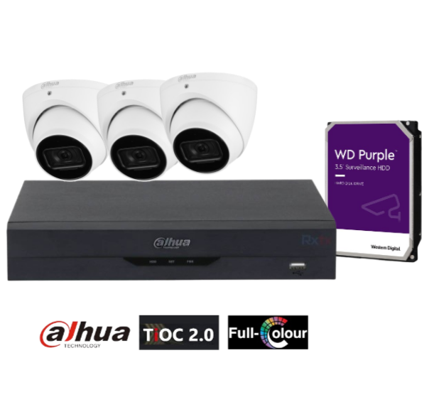 Dahua 8MP CCTV Camera Kit 4 cameras 4 Channel recorder AI NVR, Dahua 8MP TiOC Camera  DH-IPC-HDW3866EMP-S-AUS / DH-IPC-HDW3849H-AS-PV-ANZ