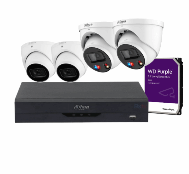 Dahua 8MP CCTV Camera Kit 4 cameras 4 Channel recorder AI NVR, Dahua 8MP TiOC Camera  DH-IPC-HDW3866EMP-S-AUS / DH-IPC-HDW3849H-AS-PV-ANZ