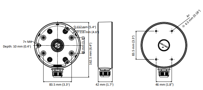 海康威视 HIK-1280ZJ-DM21 支架接线盒，适用于 HIK-2CD23xxxGx-x 炮塔