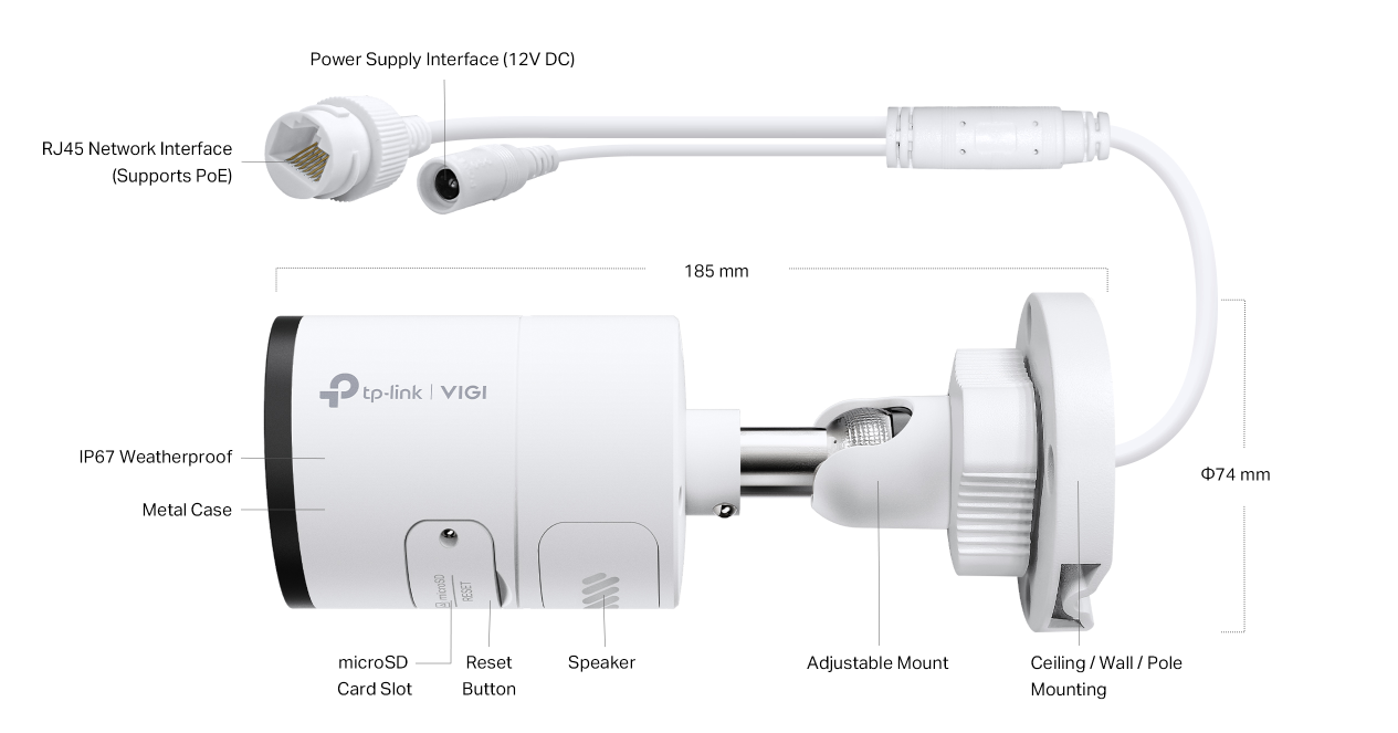 TP-Link VIGI C355 5MP Outdoor Full-Color Bullet IP Camera 2.8mm / 4mm