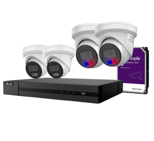 Hilook 6MP 4x CCTV Camera kit with 4 Channel NVR, and HDD IPC-T262H-MU, IPC-T269H-MU/SL, HL-NVR-104MH-C/4P(B) / 7604NI-M1-4P