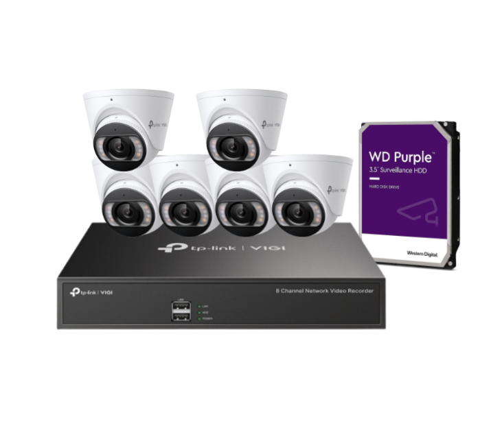 TP-Link UP TO-8-Camera 4MP CCTV Kit with VIGI C445 AI Turret Cameras + 8-Channel PoE NVR with HDD – Complete Smart Surveillance Solution