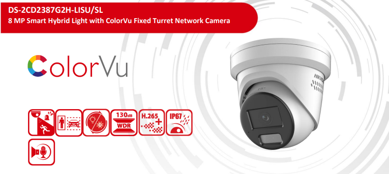 NEW* HIKVISION DS-2CD2387G2H-LISU/SL 8 MP Smart Hybrid Light with ColorVu Fixed Turret Network CCTV Camera