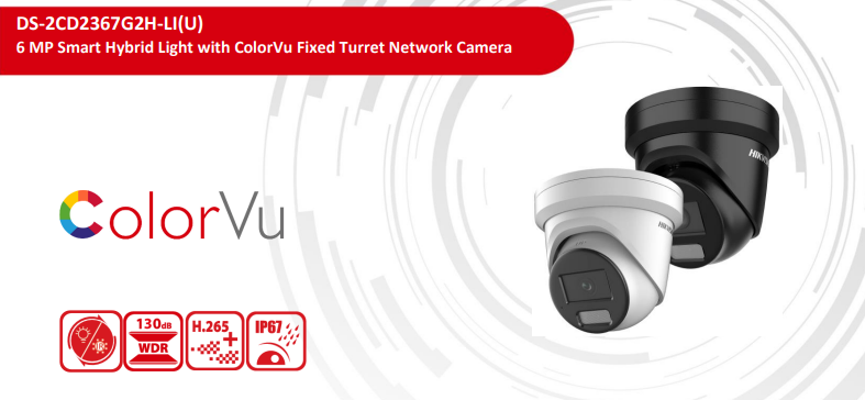 NEW* Hikvision DS-2CD2367G2H-LI(U) 6 MP Smart Hybrid Light with ColorVu Fixed Turret Network CCTV Camera