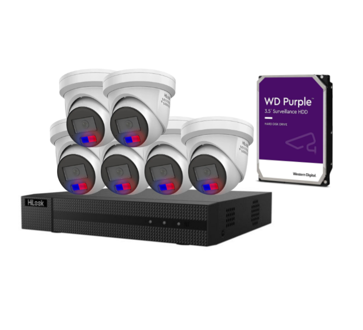 Hilook up to 8x 6MP All-in-One CCTV Kit with 8 Channel NVR with HDD (IPC-T269H-MU/SL)