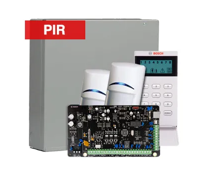 BOSCH Solution 2000 Alarm Kit with Siren Kit, ICP-SOL2-P Panel, IUI-SOL-ICON Keypad, 2x ISC-BPR2-W12 PIR Detectors