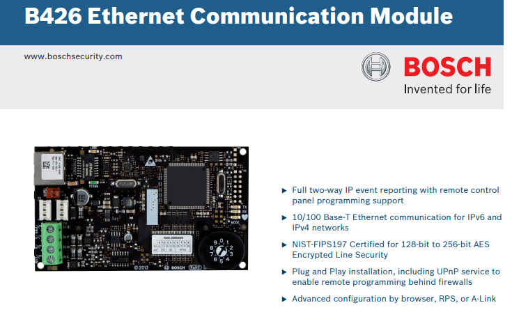 Bosch B426-M Ethernet Communication Module – Secure IP Module Connectivity for Solution 2000, 3000 & 4000 Alarm Panels - CCTV Importers