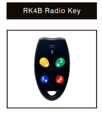 NESS RK4 Wireless Keyfob & Radio Interface Kit – 4-Button Remote Control + 304MHz Radio Receiver | Part No. KIT-RK4
