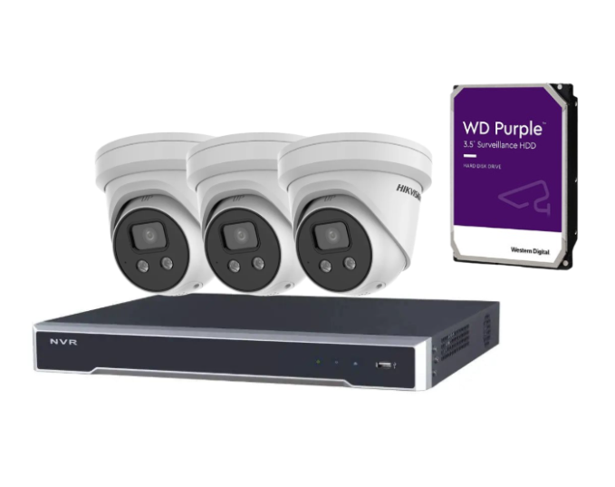 Hikvision 8MP upto 4 Camera CCTV Kit with "AcuSense" & 4 Channel 8K NVR – DS-2CD2386G2-IU + DS-7604NI-M1/4P Includes HDD