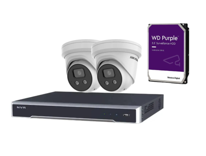 Hikvision 8MP upto 4 Camera CCTV Kit with "AcuSense" & 4 Channel 8K NVR – DS-2CD2386G2-IU + DS-7604NI-M1/4P Includes HDD