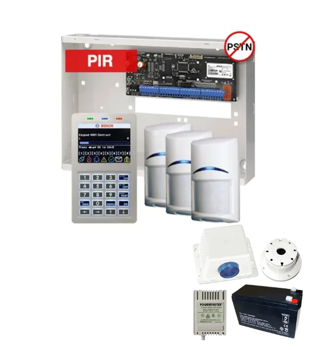 BOSCH Solution 6000 Alarm Kit – CC615PB IP Panel + CP736B Prox LCD Keypad + 3x PIR Detectors – K6000-IPS-3PIR