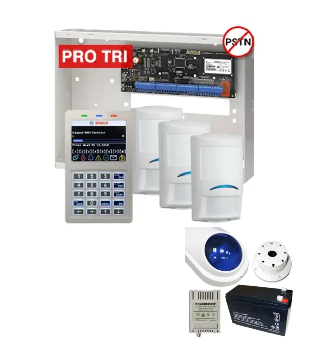 BOSCH Solution 6000 Alarm Kit – CC615PB IP Panel + CP736B Prox LCD Keypad + 3x Tritech Detectors – K6000-IPS-3PROTRI