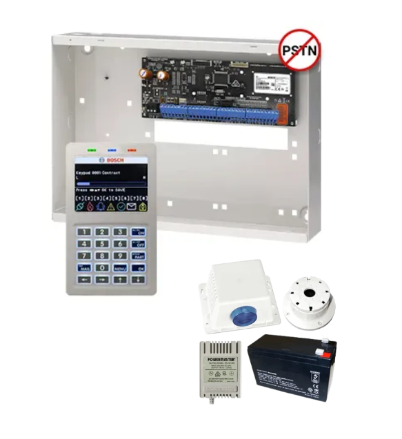 BOSCH Solution 6000 Alarm Kit – CC615PB IP Panel + CP736B Prox LCD Keypad + Metal Cabinet + Siren Kit – K6000-IPS-ND