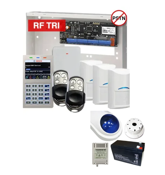 BOSCH Solution 6000 Premium Wireless Alarm Kit – CC615PB IP Panel + CP736B Prox LCD Keypad + 3x RFDL-11 Tritech PIRs + RFRC-STR2 Receiver + 2x HCT4UL Remotes + Siren Kit – K6000-IPS-3WTRI-PREM