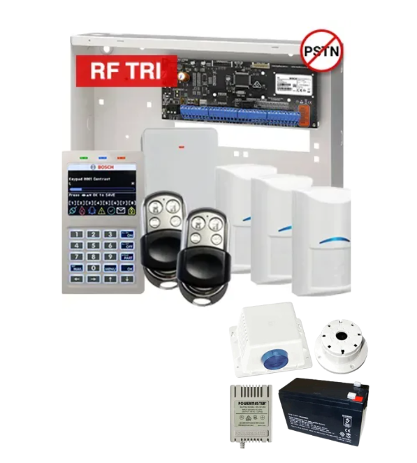 BOSCH Solution 6000 Premium Wireless Alarm Kit – CC615PB IP Panel + CP736B Prox LCD Keypad + 3x RFDL-11 Tritech PIRs + RFRC-STR2 Receiver + 2x HCT4UL Remotes + Siren Kit – K6000-IPS-3WTRI-PREM