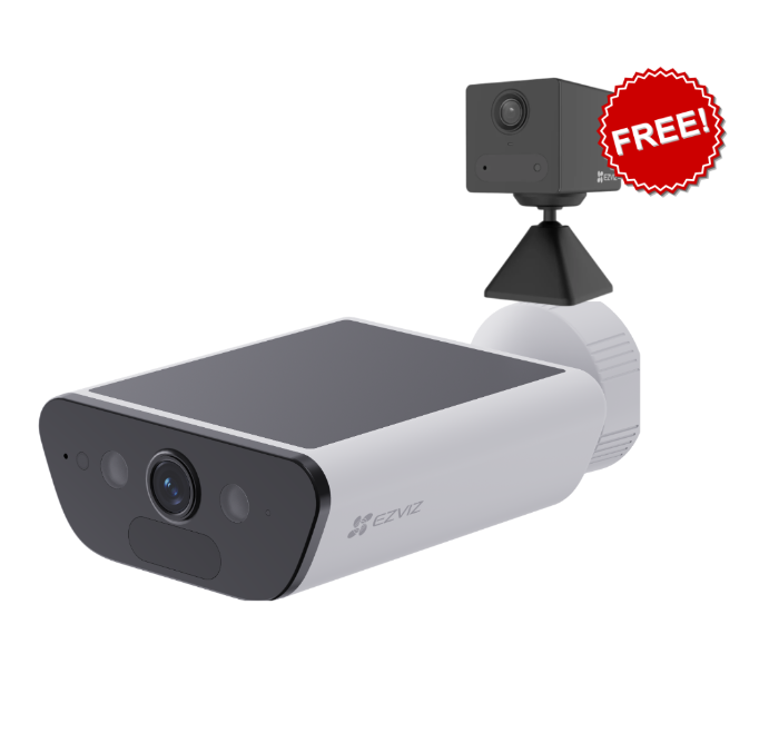 EZVIZ CS-CB5 8MP 4K Solar-Powered Outdoor Wi-Fi Smart Security Camera – Colour Night Vision, Two-Way Talk, PIR Detection, 10,400mAh Battery, IP65 Weatherproof (Buy 1x CB5  GET 1 CB2 FREE)