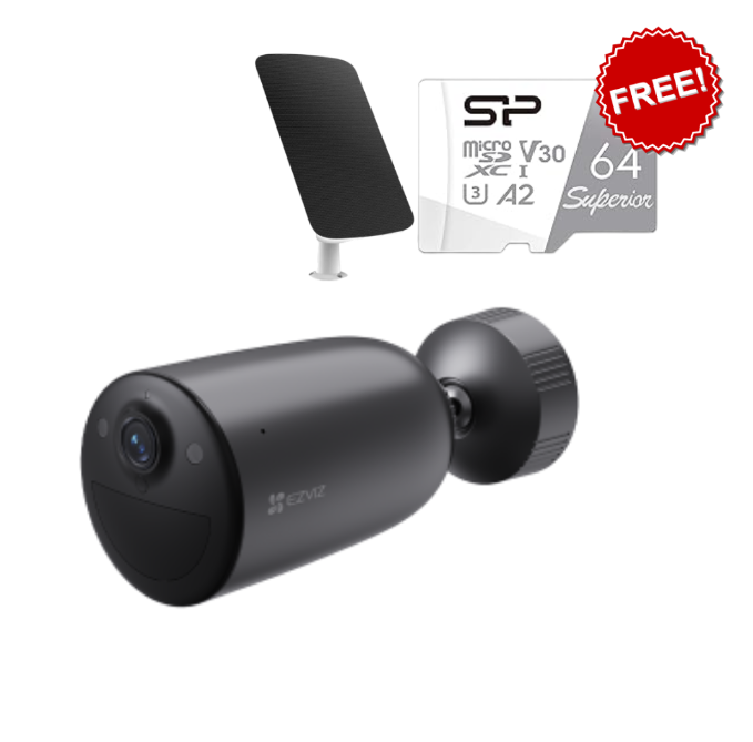 EZVIZ CS-EB3 4G 3MP 2K Smart Outdoor Security Camera – AI-Powered, Color Night Vision, Two-Way Talk, IP65 Weatherproof (GET 1x 64GB SD Card and Solar Panel FREE)