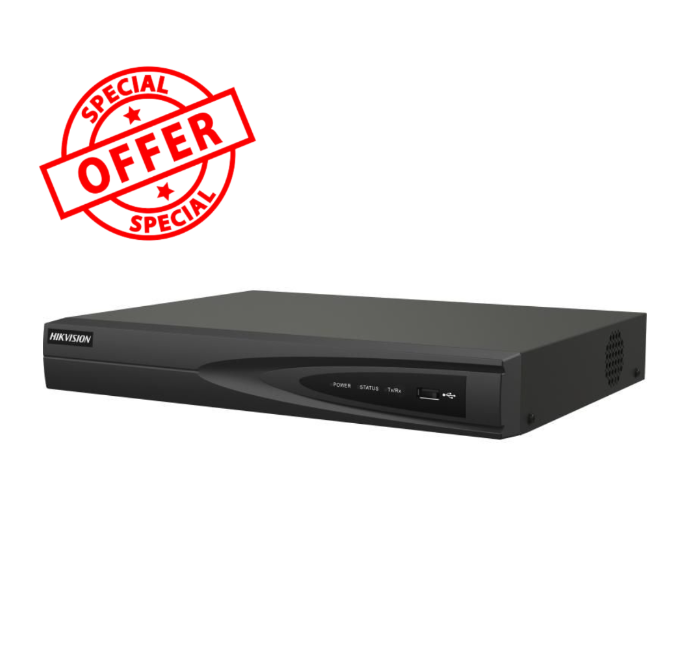 *SPECIAL OFFER Hikvision DS-7604NI-K1 4-Channel 4K Network Video Recorder (NVR) – H.265+, HDMI/VGA Output, Up to 8MP Recording, 1 SATA Bay