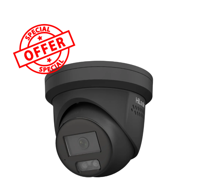 *SPECIAL OFFER HiLook IPC-T282H-MU 8MP AcuSense Turret IP Camera (BLACK) with Built-in Mic (2.8mm, AI Detection, 30m IR, IP67)