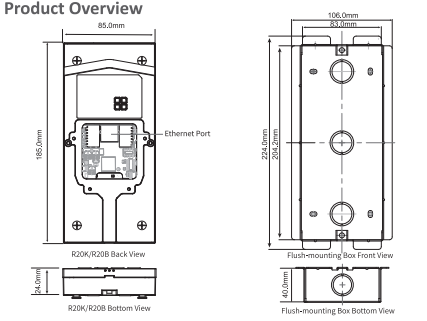 Akuvox R20K/R20B On‑Wall/In-Wall Rain Cover – Silver Steel Surface Mount Rain Hood for Akuvox R20K & R20B Intercom Units