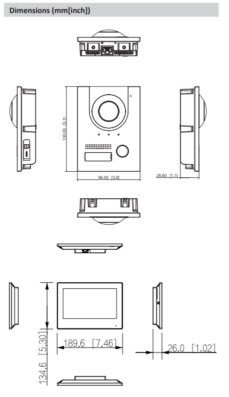 Dahua DHI‑KTP01L‑AUS(Flush) IP Villa Video Intercom Flush Mount Kit, Outdoor Station + 7″ Indoor Monitor + PoE Switch, IP65 Smart Access Control & Two‑Way Audio