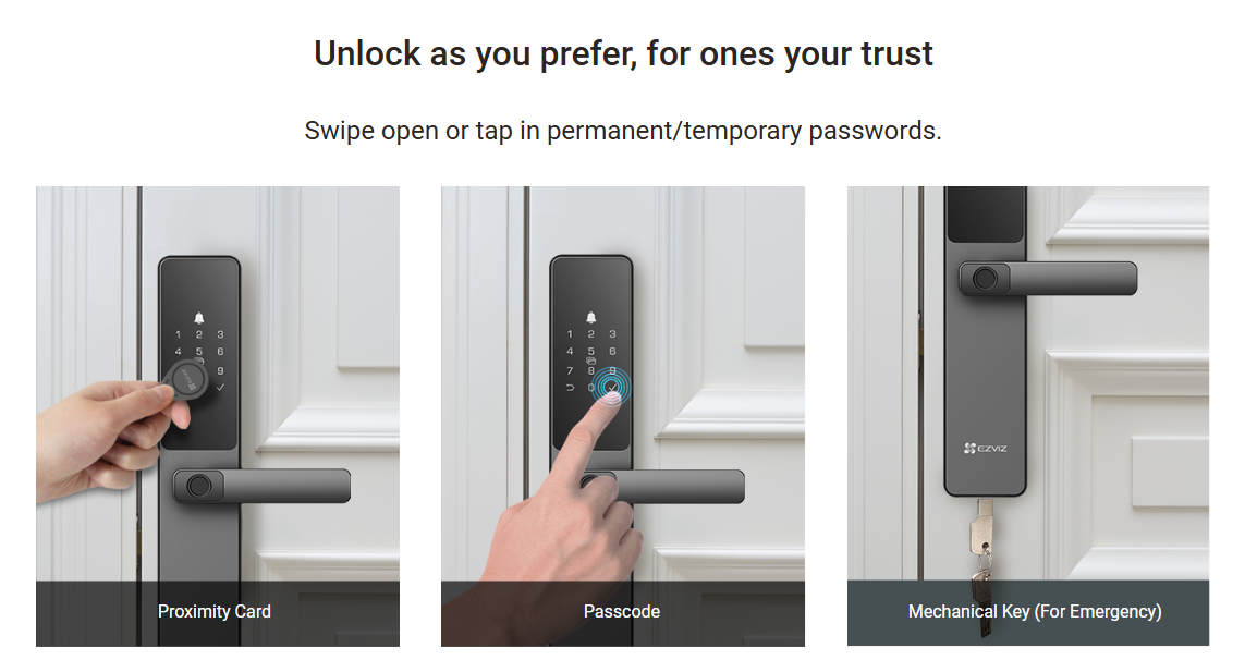 EZVIZ DL05 Smart Fingerprint Lock – Keyless Entry Wi‑Fi & Bluetooth Smart Door Lock with App Control, IP65 Weatherproof, Temporary Codes & Anti‑Peeping Security