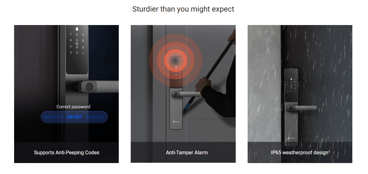 EZVIZ DL05 Smart Fingerprint Lock – Keyless Entry Wi‑Fi & Bluetooth Smart Door Lock with App Control, IP65 Weatherproof, Temporary Codes & Anti‑Peeping Security