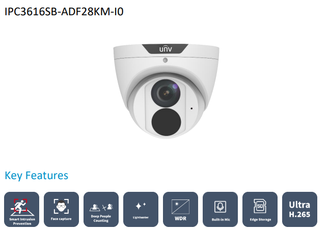 Uniview 6MP LightHunter CCTV Security Kit with 8 Channel PoE NVR | Choose Up to 8 IP Cameras | AI Detection | Built-in Mic | Ultra 265 Compression IPC3616SB-ADF28KM-I0