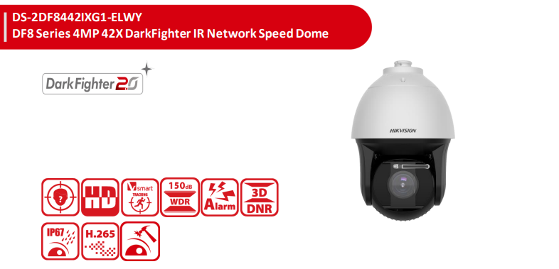 Hikvision DS-2DF8442IXG1-ELWY DF8 Series 4MP 42× DarkFighter IR Network Speed Dome