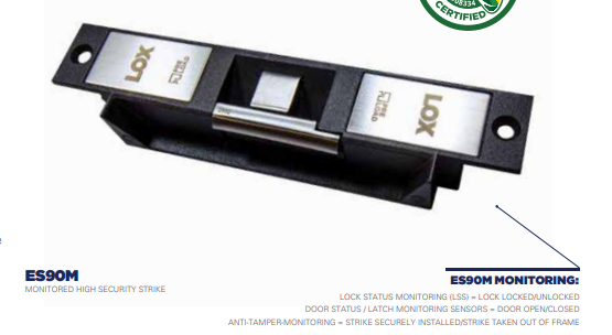 LOX ES90M High Security Monitored Preload Electric Strike | 10–30VDC | 25kg Preload | 5-Year Warranty