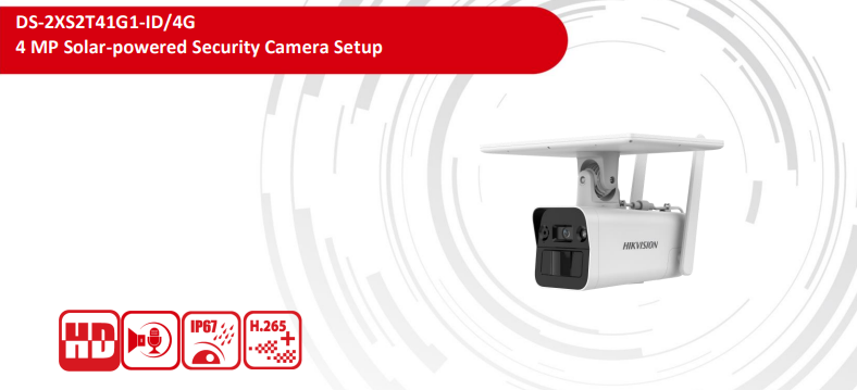 Hilvision HIK-2XS2T41G1-4 4MP Solar Power Security Camera Setup, 4G, H.265, IR, IP67, 4mm ip camera