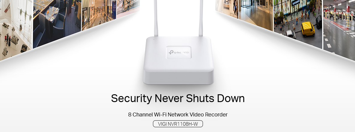 TP-Link VIGI NVR1108H‑W | 8‑Channel 4K Wi‑Fi Network Video Recorder, H.265+ Compression, HDD, Wireless NVR