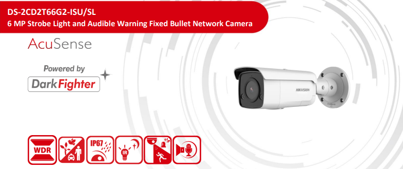 Hikvision DS-2CD2T66G2-2I Acusense 6MP EXIR Outdoor Bullet CCTV Camera Up to 60m IR